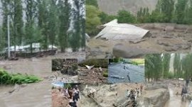 Floods, several houses swept away by glacier eruption in Chitral چترال