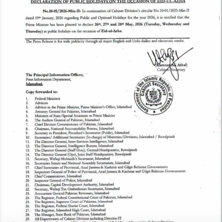 Eid ul Adha Holidays May 2026