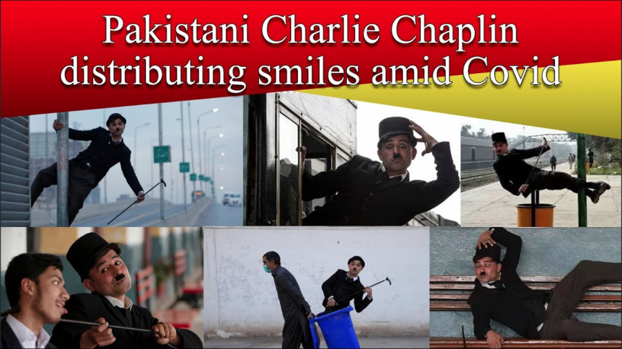 Pakistani Charlie Chaplin distributing smiles amid Covid