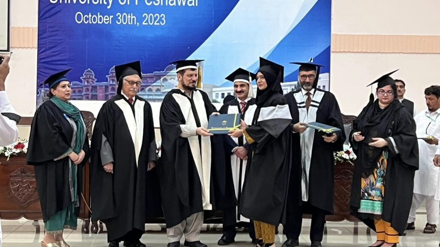 Conducting the annual convocation of Peshawar University