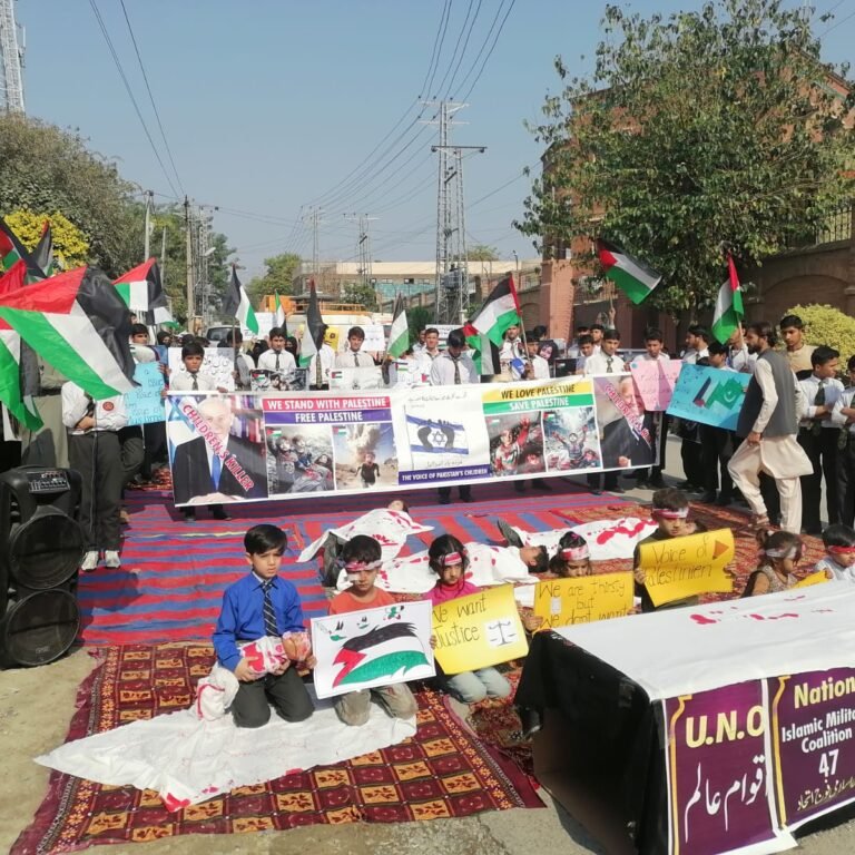Local school children show solidarity with Palestinian children
