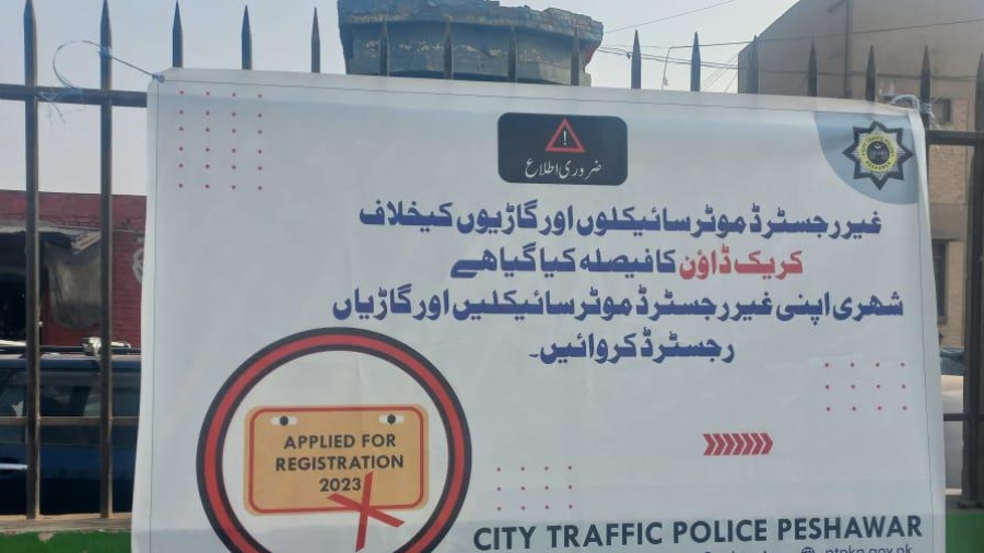 City Traffic Police Peshawar's decision to operate against unregistered vehicles and motorcycles