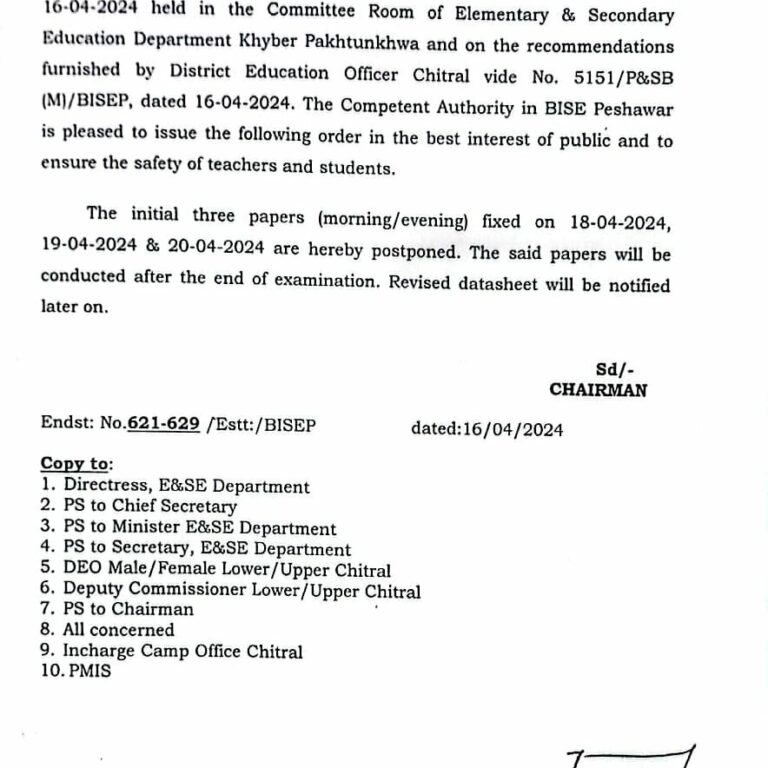 The annual matriculation exams in Khyber Pakhtunkhwa will start from tomorrow