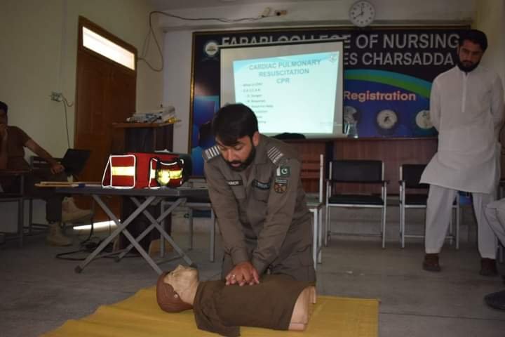 one-day first aid session for the students of Farabi College of Nursing and Health Sciences, Charsadda