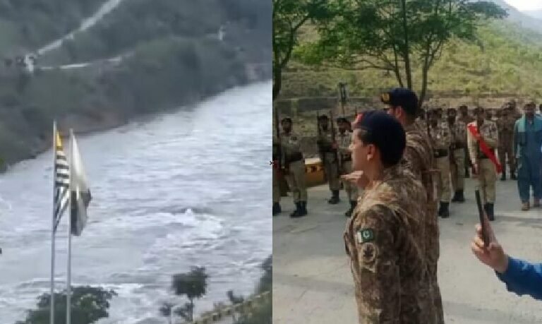 Abbottabad: A grand ceremony of hoisting the flags of Pakistan and Azad Kashmir was held at the entry point of Azad Kashmir