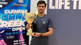 Asim Khan of Pakistan won the Jones Creek Open Squash Championship in USA