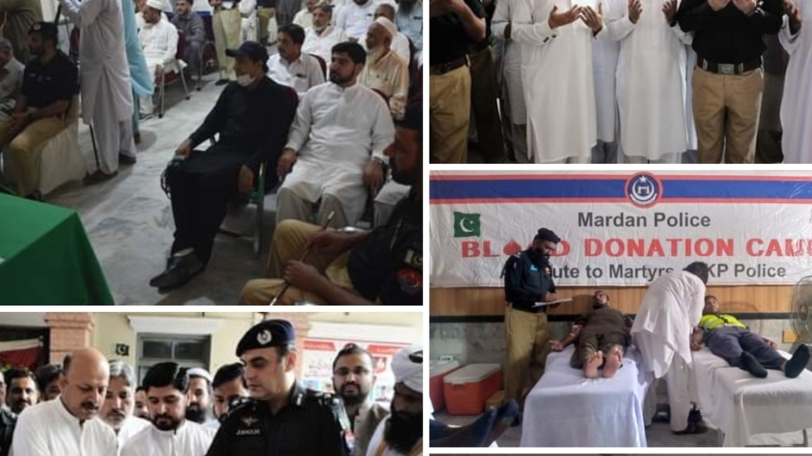 blood donation camp organized to pay tribute to martyrs of KP police شہدائے پولیس