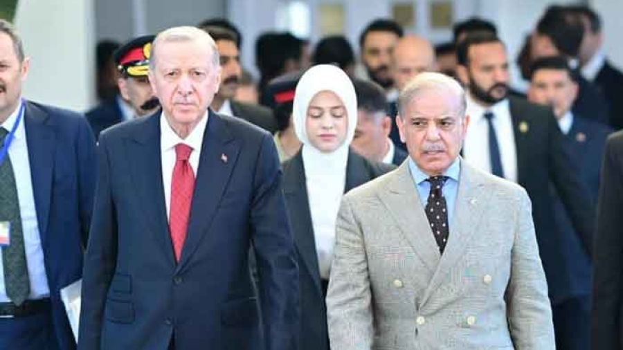 The arrival of Turkish President Recep Tayyip Erdogan at the Prime Minister's House