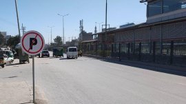 Traffic Police Peshawar installed boards to prevent violation of no parking zone