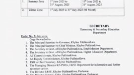 KP announces summer vacations for schools across summer and winter zones