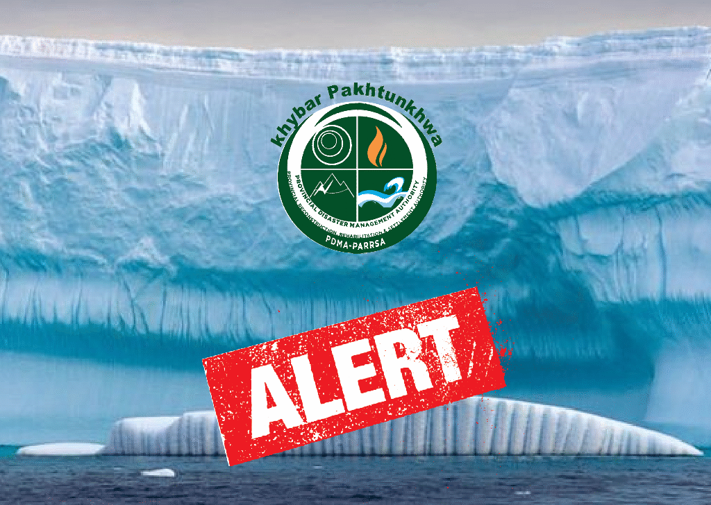 PDMA's Glacier Alert, advising the public to be alert