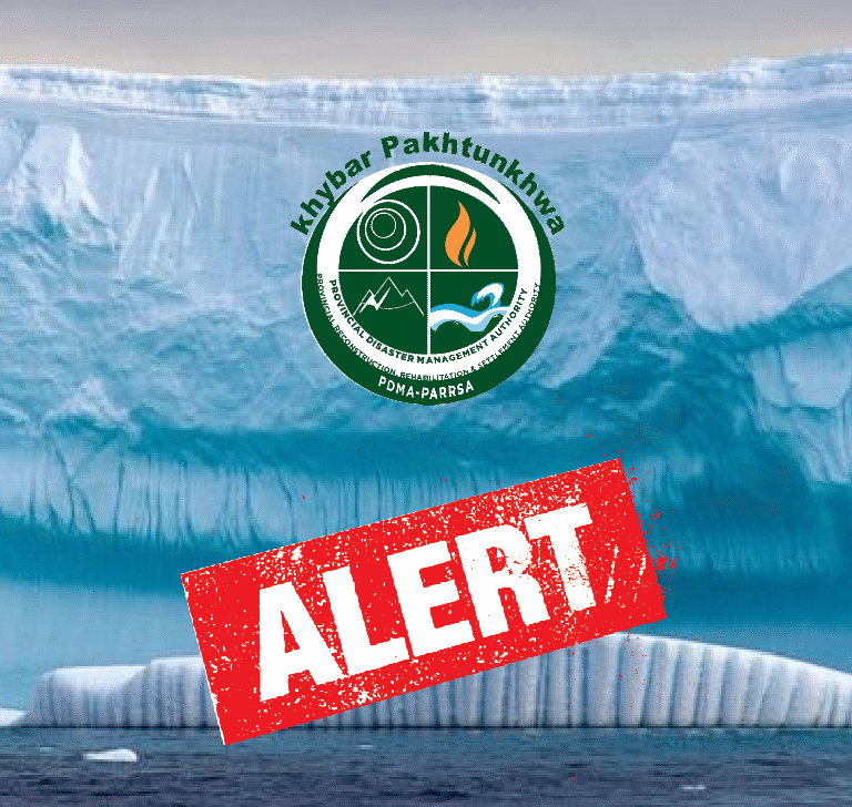 PDMA's Glacier Alert, advising the public to be alert