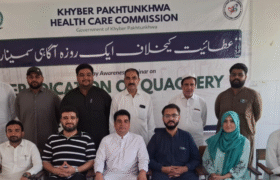 Khyber Pakhtunkhwa Health Care Commission's awareness seminar in the public school of Kohat regarding the end of donation.