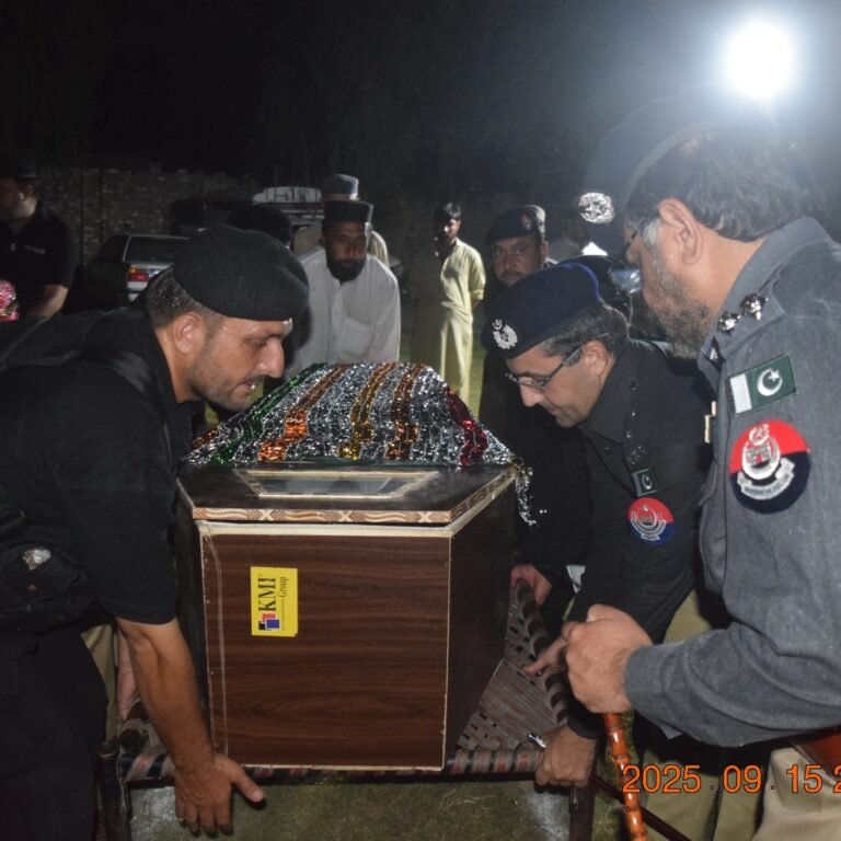 The funeral prayer of Shaheed Constable Fasihuddin was performed with official honours