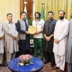 Governor Khyber Pakhtunkhwa meets Taekwondo Championship gold medalist Ehsanullah Mehsud