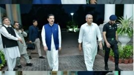 Federal Interior Minister Mohsin Naqvi meets with Governor Khyber Pakhtunkhwa in Peshawar